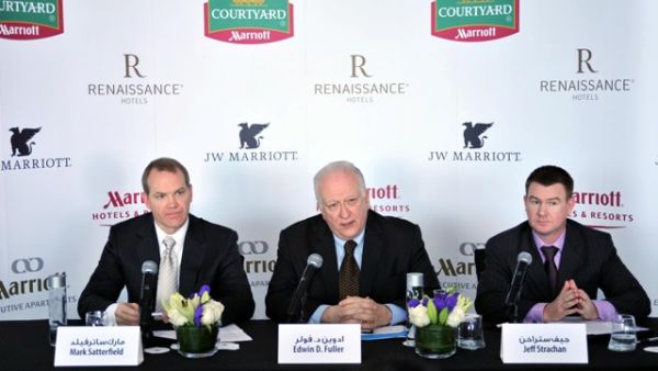 Ed Fuller, President & Managing Director for International Lodging; Mark Satterfield, COO for Middle East and Africa; and Jeff Strachan, Vice President Sales & Marketing during the press conference today