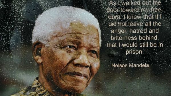 Mandela's politics of compromise and forgiveness is what the Middle East needs more than ever. Here,  a tribute to Nelson Mandela is pictured on a wall of Johannesburg on December 8, 2013. (AFP/Alexander Joe)