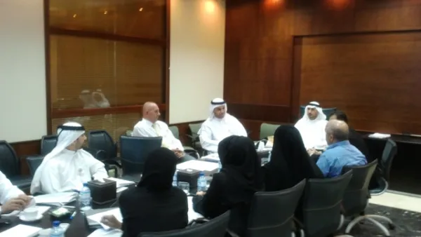 The agenda of the meeting focused on the achievements and progress in the Environment, Health and Safety Management System in the building and construction sector in the Emirate of Abu Dhabi 