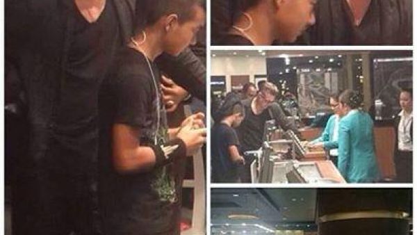 Brad Pitt spotting in Dubai duty-free with son Maddox (Image: Twitter)