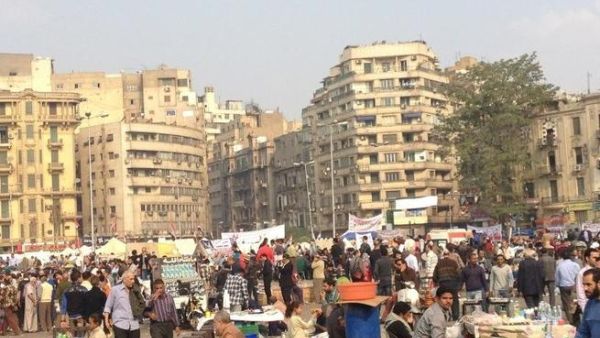 Protestors gather in Tahrir Square, Cairo