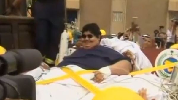 Saudi's fattest kid was airlifted into hospital last week. (Image: YouTube screenshot)