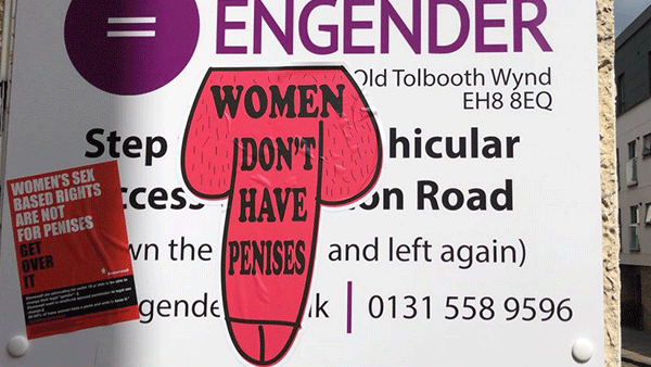 One of the stickers was seen posted at Clerkenwell offices of Stonewall, a charity that campaigns for the equality of the LGBT community. (Twitter)