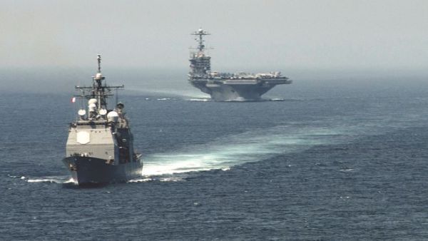 The US Naval ship the Cape Ray [not pictured] is being equipped with hydrolysis equipment so that it can destroy Syria's chemical weapons at sea. [US naval ships sail in the Mediterranean Sea. AFP/File]