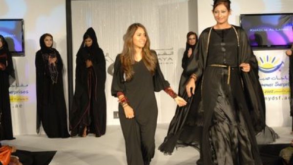 Models present creations by Abu Dhabi designer Wafa Al Katheri at the Dubai Fashion Week. Image used for illustrative purposes, by 'Omani Princess'