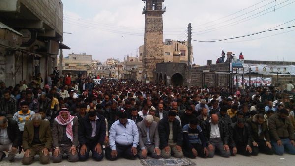People gather at Daraa's Omari mosque 
