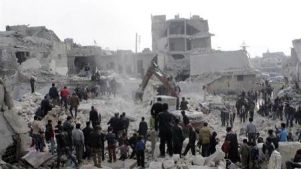 موقع هجوم بصاروخ في حلب يوم الثلاثاء
