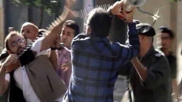 Al-Jadeed TV managed to capture footage of the brawl Tuesday (Courtesy of Naharnet)