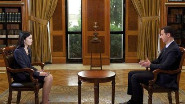 الأسد يتحدث للتلفزيون الصيني في دمشق
