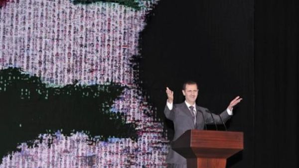 الرئيس السوري بشار الاسد خلال القائه خطابه الاحد