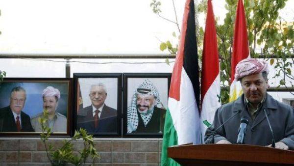 بارزاني خلال افتتاح القنصلية الفلسطينية
