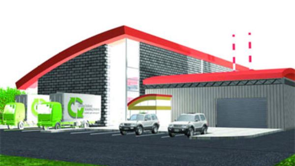 A computer image of the proposed battery recycling factory in Mesaieed.