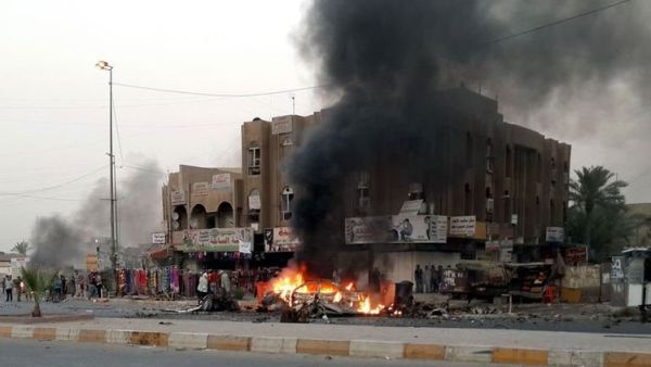 نيران تندلع في موقع انفجار في بغداد الاثنين