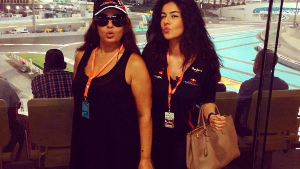 Fifi Abdo with her daughter Hanadi at the F1 race in Abu Dhabi. (Image: Facebook)