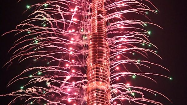 The fireworks display at Burj Khalifa in Dubai in 2013. (Image: Facebook)