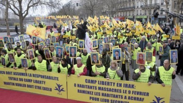 تظاهرة في فرنسا لدعم المعارضين الايرانيين في معسكر ليبرتي