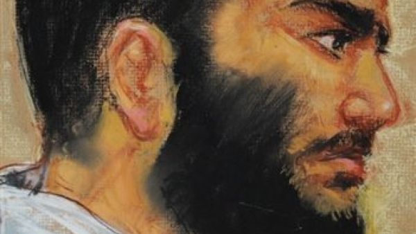 رسم للكندي عمر خضر في غوانتانامو 
