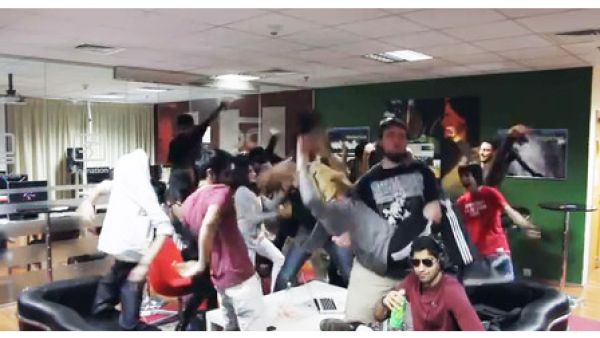 Screengrab from the 'Do The Harlem Shake SAE Dubai - Da Fak Habibi' video filmed at the SAE Institute in Dubai.