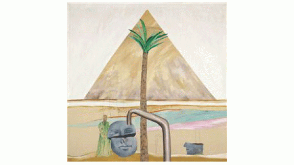 David Hockney's landmark painting, 'Great Pyramid at Giza with Broken Head from Thebes' (1963), is set to go to auction this February