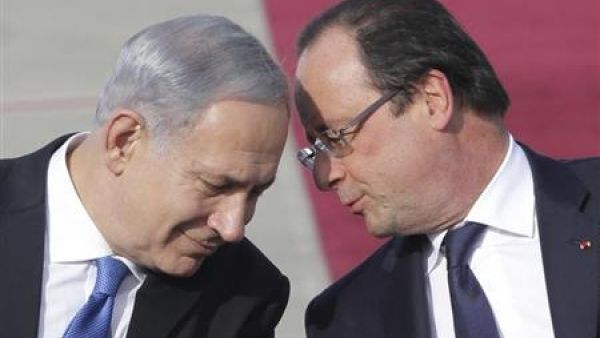 .الرئيس الفرنسي فرانسوا اولوند (يمينا) مع رئيس الوزراء الاسرائيلي بنيامين نتنياهو في القدس
