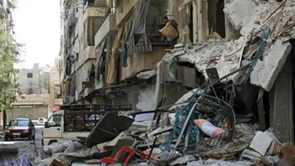 منزل مدمر في حلب 
