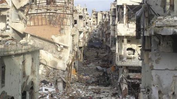 اثار للدمار في حمص