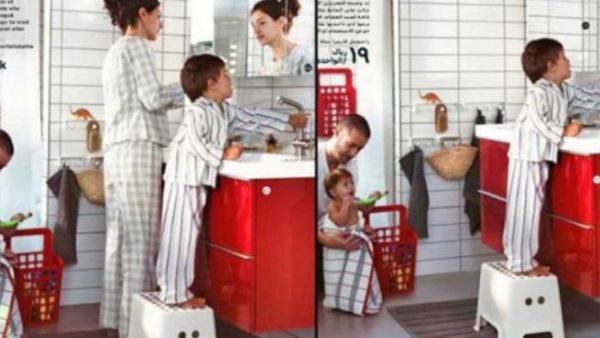 Women are missing from several images in the Saudi version of the Ikea catalogue
