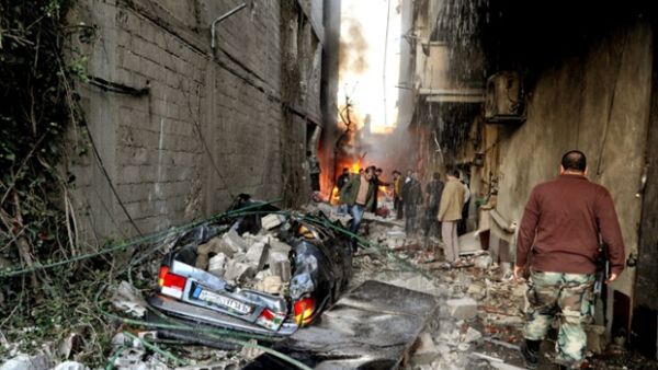 The Damascus suburb of Jaramana, considered to be home to many pro-regime loyalists, has been the target of suicide bomb attacks throughout the country's civil war (Courtesy of SANA/EPA)