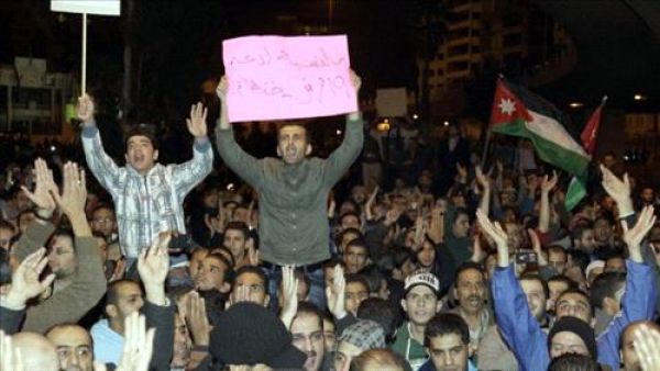 Jordan was one of the top ranked countries for economic freedom in the report, despite its growing notoriety for some of the highest taxes in the region. Jordanians gathered earlier this year to protest against tax hikes on cooking gas and telecommunications (AFP)