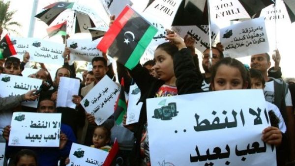 Libyans took to the streets in Tripoli this week in protest of months-long blockades of oil terminals (Mahmud Turkia/AFP)