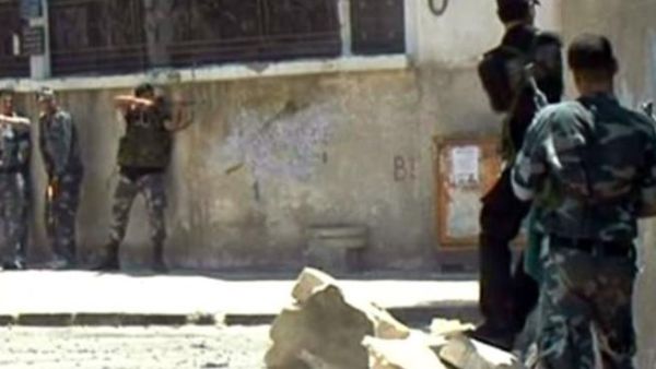 صور بثها التلفزيون السوري الرسمي لمواجهات في دمشق