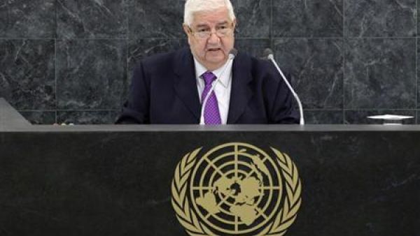 وزير الخارجية السوري وليد المعلم في نيويورك يوم الإثنين
