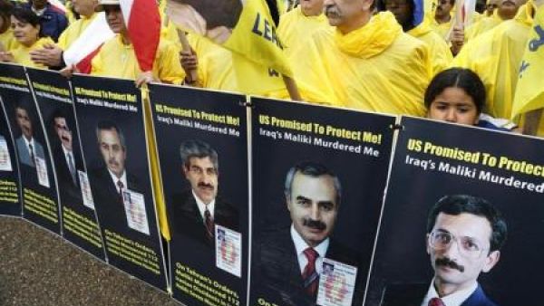 انصار مجاهدي خلق في احتجاج ضد رئيس الوزراء العراقي في واشنطن
