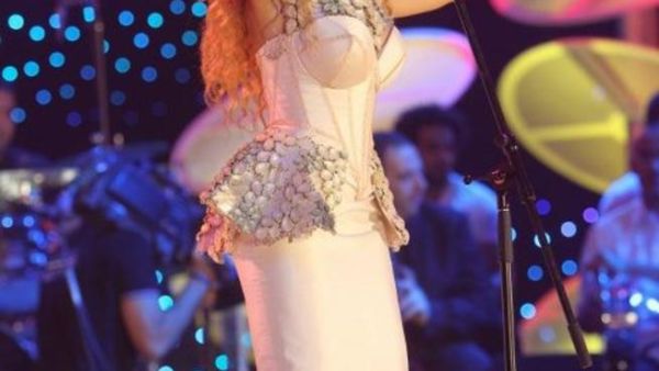 Myriam Fares performing in the 'Cinderella' gown
