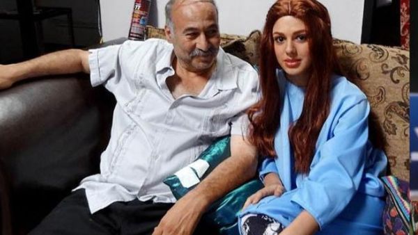 Nakoula Basseley Nakoula on the set of film 'Innocence of Muslims' with actress Anna Gurji (Nick Stern / The Daily Mail)