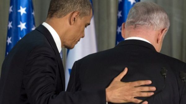  Israeli Prime Minister Benjamin Netanyahu (R) and US President Barack Obama leave after holding a joint press conference at the Prime Minister's Residence in Jerusalem, on the first day of Obama's three day trip to Israel and the Palestinian Territories. (AFP  / Saul Loeb)