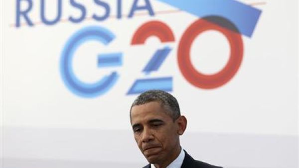 الرئيس الامريكي باراك اوباما في قمة العشرين في سان بطرسبرج يوم الجمعة