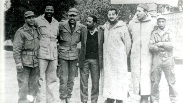 Mandela, pictured second from left, received his fist military training in Algeria with rebels from the National Liberation Front (Courtesy of Pretoria News Library)