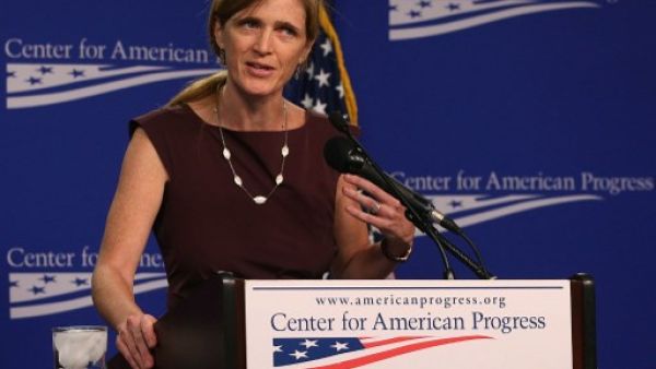 Samantha Power, United States Ambassador to the United Nations, speaks about Syria at the Center for American Progress, September 5, 2013 in Washington, DC. (AFP)
