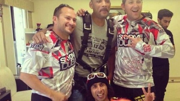 Will Smith smiling at Sky Dive Dubai (Image: Twitter)
