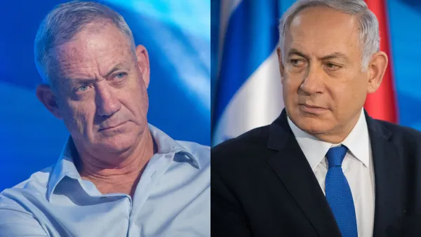 رئيس الوزراء الإسرائيلي بنيامين نتنياهو ومنافسه الرئيسي في الانتخابات رئيس أركان الجيش السابق بيني جانتس