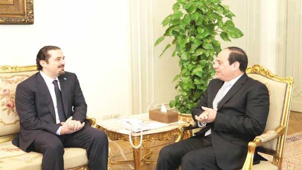 الرئيس المصري عبد الفتاح السيسي ورئيس الوزراء اللبناني سعد الحريري
