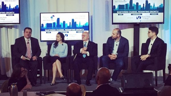 Stavros N Yiannouka, CEO, WISE (left), leads a panel on 21st century skills at the World Strategic Forum in Miami, USA Stavros N Yiannouka, CEO, WISE (left), leads a panel on 21st century skills at the World Strategic Forum in Miami, USA