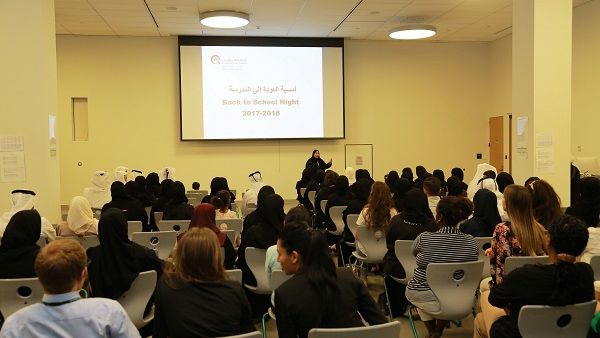 Mrs. Suad Al-Kindi, Director, Qatar Academy Msheireb, addresses parents at QAM’s annual ‘Back to School Night Mrs. Suad Al-Kindi, Director, Qatar Academy Msheireb, addresses parents at QAM’s annual ‘Back to School Night