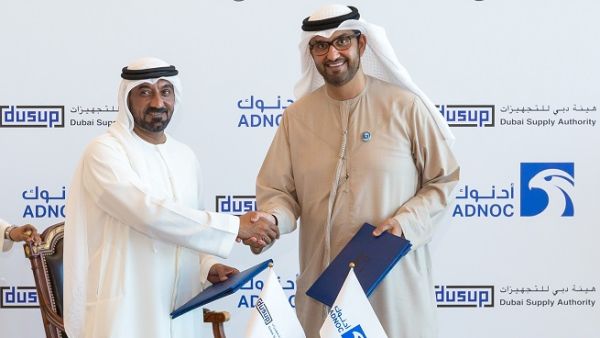 The agreement was signed by Sheikh Ahmed bin Saeed Al Maktoum, Director General of DUSUP and Dr. Sultan Ahmed Al Jaber, UAE Minister of State and ADNOC Group CEO. The agreement was signed by Sheikh Ahmed bin Saeed Al Maktoum, Director General of DUSUP and Dr. Sultan Ahmed Al Jaber, UAE Minister of State and ADNOC Group CEO.