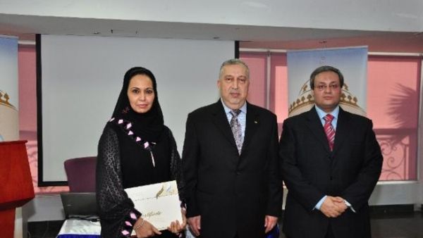 Dr. Fatima Al Sayegh with Prof. Abdul Rahim Sabouni and Dr. Mohammed Saeed Hasab Al Nabi