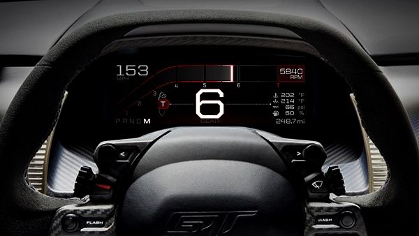 شاشة العدادات الرقمية للسيارة الفائقة فورد GT الجديدة كلياً