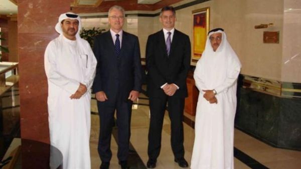 Rashed Al Jarwan with Simon Cattle and Andy Laven in presence of Abdulrahman Qasim Al Ali