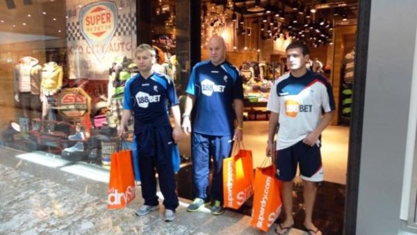 Adam Bass, James Tucker and Paul Wood during their visit to Superdry store in Mirdif City Centre