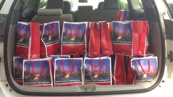 Bags of goodies from Ramada Downtown Dubai